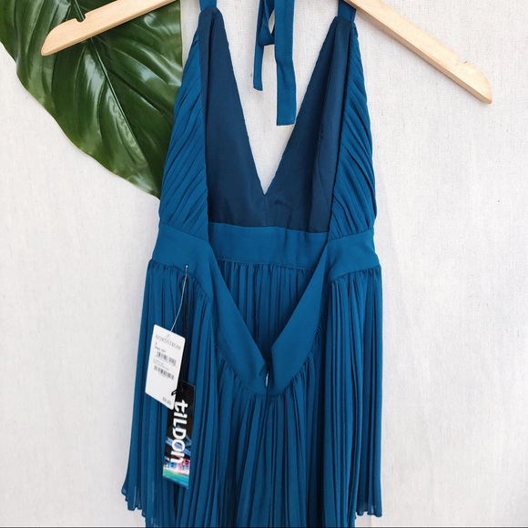 NWT Tildon Pleated Halter Top - Teal Moroccan - Picture 4 of 6